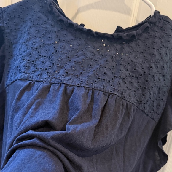 Loft Navy Ruffle Sleeve Top - Picture 5 of 5